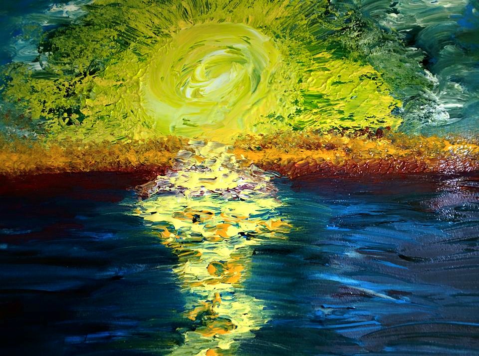 Sunset Acrylic Painting by Anita Kokoreva