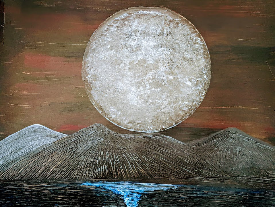 Ethereal Moon over Mountain - Original Painting